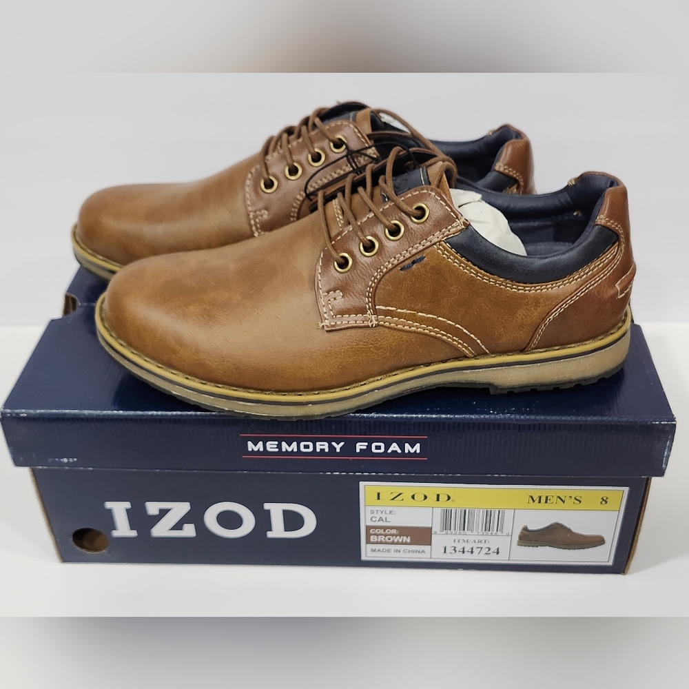 Izod Mens Cal Oxford Casual Shoes with Memory Foam Size 8 NWT